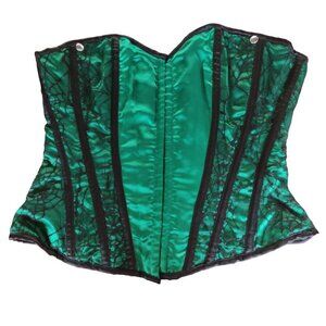 Burleska Green Satin and Lace Corset